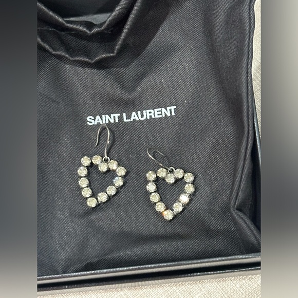 Saint Laurent Crystal Heart Drop Earrings - Picture 3 of 9
